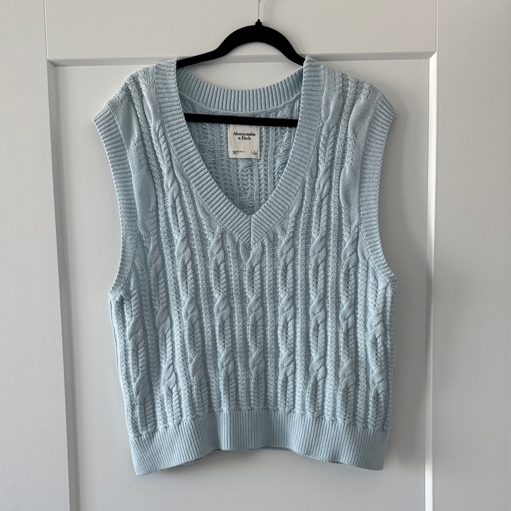 Abercrombie & Fitch Light Blue V-Neck Sweater Vest
